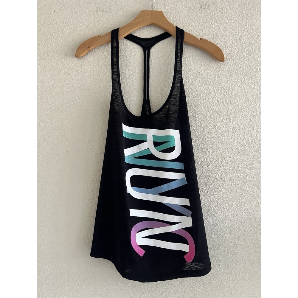 Live Love Dream Aeropostale Size Large Black RUN Graphic Racerback Workout Tank
